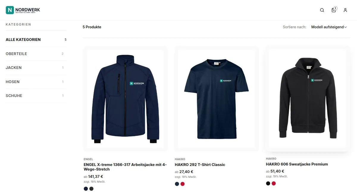 Mitarbeitershop auf workwear-one.app